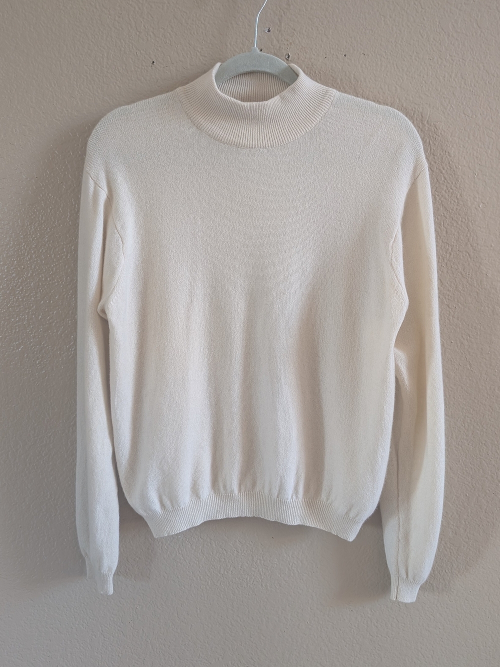 Talbots 100% Pure Cashmere Mock Neck Sweater Women Size M Ivory Cream Knit